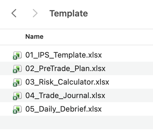 Trading System Templates — 5 Excel files